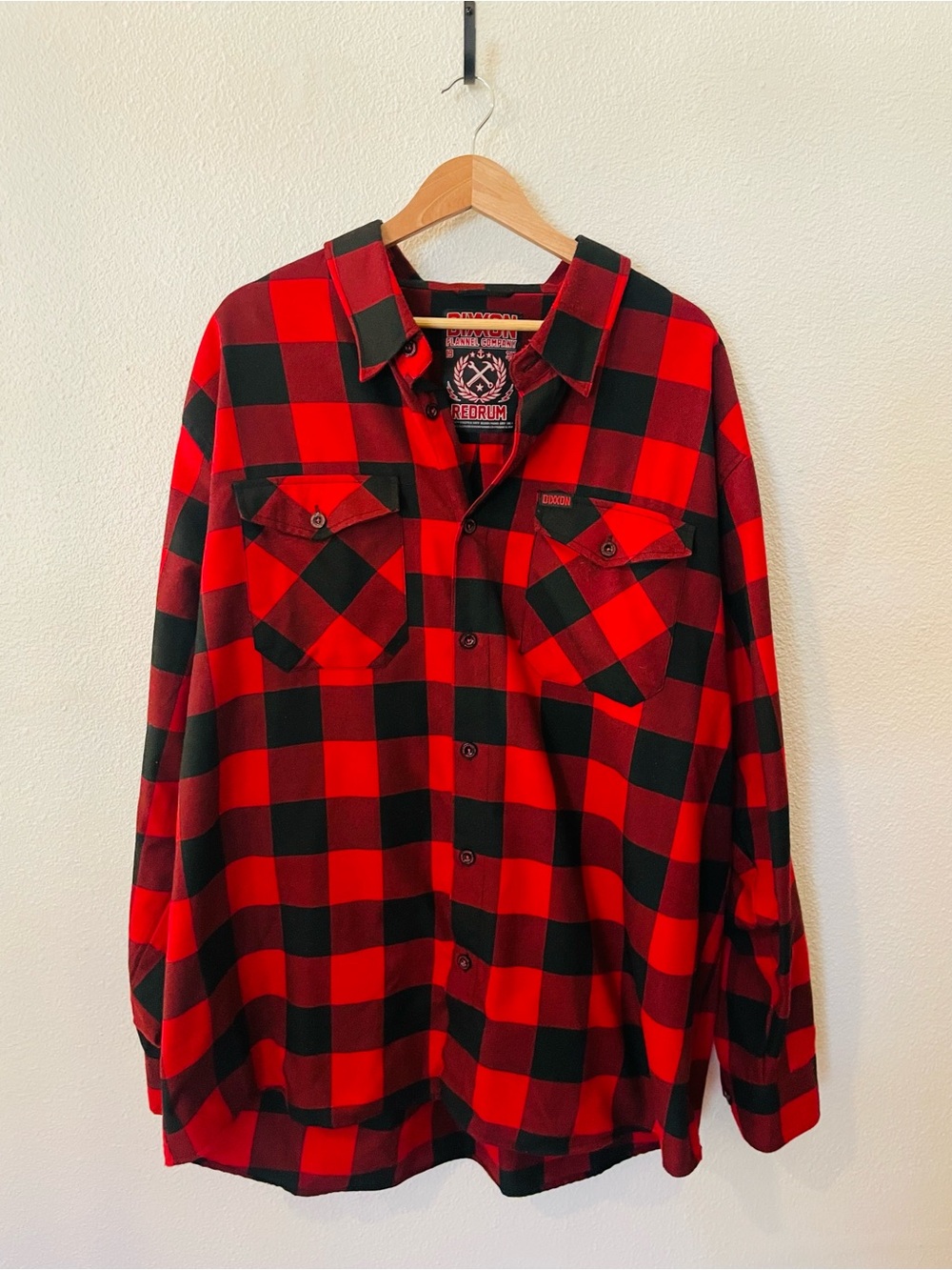 DIXXON Redrum Red and Black Buffalo Plaid Button-Down Shirt Size 3X
